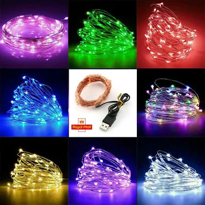 20/40/100/200 LED USB Micro Rice Wire Copper Fairy String Light Party Xmas Decor • £3.69