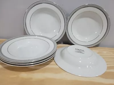 Mikasa Platinum Crown Fine China Rim Soup Bowls - Set Of 6 • $59.96