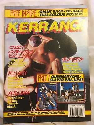 £5 • Buy Kerrang No 334  March 30 1991. Ozzy. Includes Queensryche Slayer Posters.
