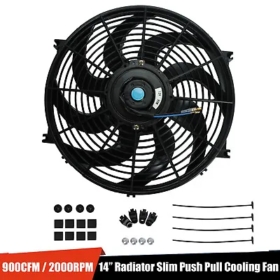 $29.99 • Buy 14  Inch Universal Slim Fan Push Pull Electric Radiator Cooling 12V Mount Kit