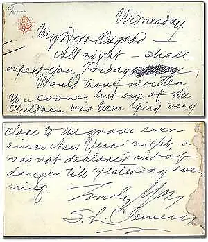 Mark TWAIN Samuel Clemens / Autographed Card Signed S L Clemens 1882 • $4250