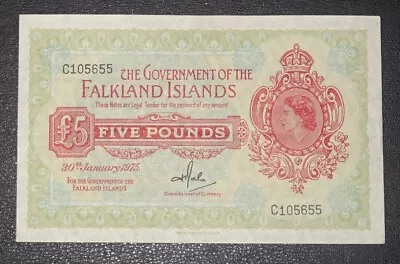 1975 GEF January £5 Falkland Islands - C105655 - P-9b • £189.99