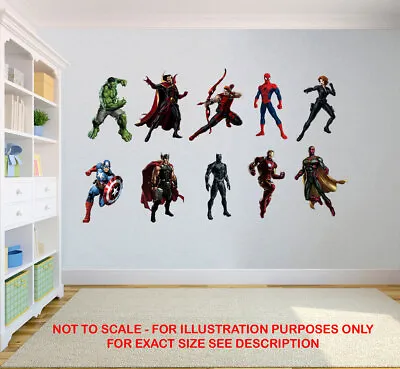 Superhero Children Kids Bedroom Vinyl Decal Wall Art Sticker Heros Boys Girls • £2.99