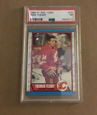 $15 • Buy 1989 O-Pee-Chee OPC #232 Theo Fleury RC NM PSA 7