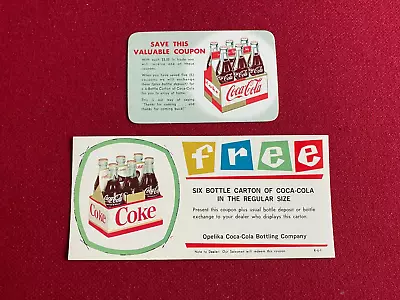 1960's (2) Coca-Cola Free 6-Pack Coupons (Scarce / Vintage) • $45