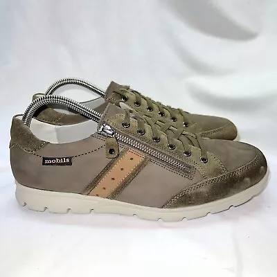 Mephisto Mobils Kristoff Olive Distressed Leather Lace Up & Zip Sneakers US 8 • $54.96