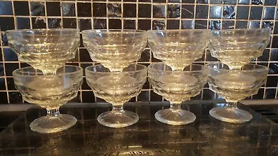 Beautiful Set Of 8 Vintage  Jacobean Regd  Glass Sundae/Pudding Dishes Vgc • £11.95