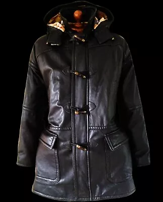 BURBERRY LEATHER DUFFLE Trench Flight Parka Puffer Motorcycle Bomber Jacket Coat • $385.98