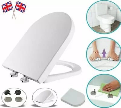 Luxury D Shape Heavy Duty Soft Close White Toilet Seat With Top Fixing Hinges Uk • £14.95