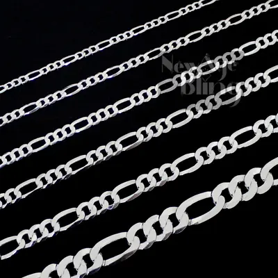 Sterling Silver Figaro Link Solid Chain Unisex Real 925 Italian Necklace • $16.49