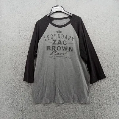 Zac Brown Band Shirt Mens XL Dark Gray Baseball Tee Music Concert Raglan • $17.99