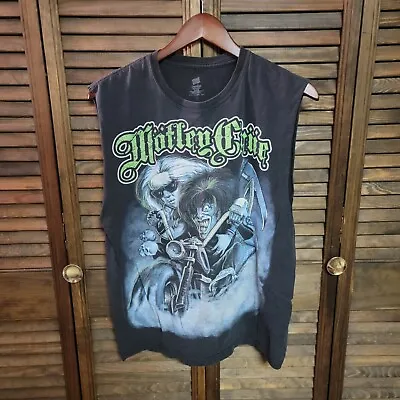 Vintage Motley Crue Black Mens Medium Sleeveless Shirt Metal Motorcycle Rock 🤘 • $9.89