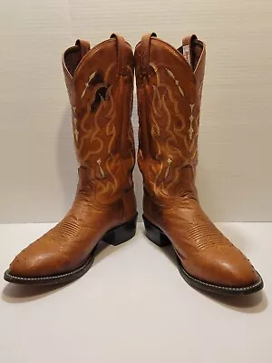 Tony Lama Ct873 Full Quill Ostrich /goat Cowboy Boots Brown Usa Men's 9 1/2 D • $89.99