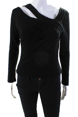 Versace Womens V-Neck Shoulder Cutout Long Sleeve Blouse Top Black Size 40 • $85.39