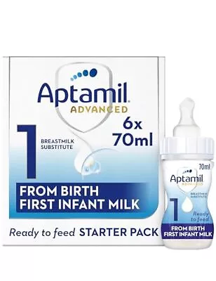 Aptamil Advanced 1 First Baby Milk Formula Starter Pack Ready To Use 70ml X 6 • £18.95