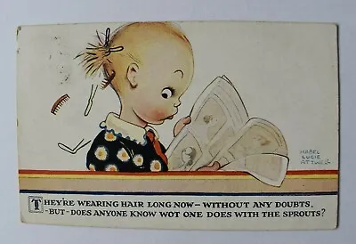 Postcard Comic Humour Young Child Hairstyle Posted 1930 Mabel Lucie Attwell • £7