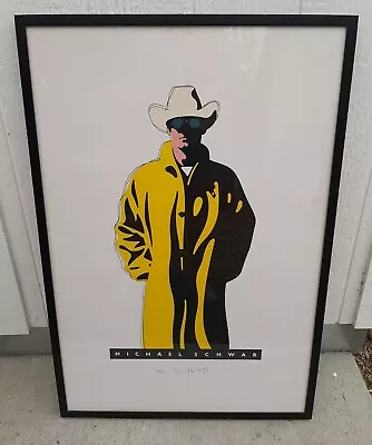 Vintage Pop Art 1986 Michael Schwab Serigraph Signed Poster Yellow Cowboy 37  • $300