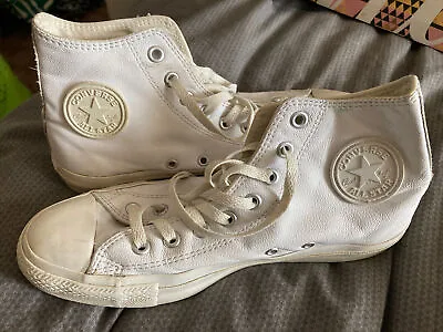 Mens Converse All Star Chuck Taylor White Leather Baseball Boots Size 8 • £30