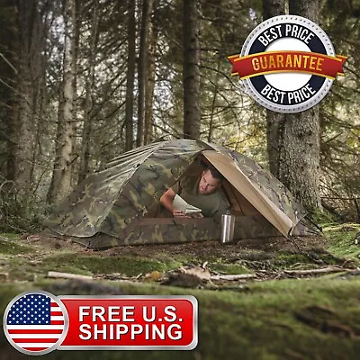 TCOP Camp Tent W/ Rainfly Woodland Camo Aluminum Frame US Military Issue Hunt • $169.97