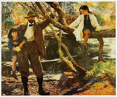 Lamorna Birch & His Daughters Laura Knight Vintage Print In 11 X 14 Inch Mount • £21.95