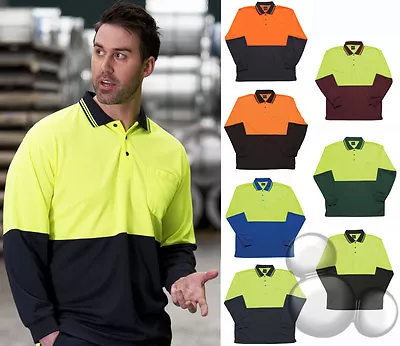 Mens Hi Vis Polo Shirt Size XS S M L XL 2XL 3XL 4XL 5XL 7XL 9XL Long Sleeve Viz  • $23.99