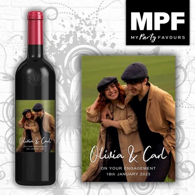 £3 • Buy Personalised Photo Engagement Wine Gin Vodka Bottle Label
