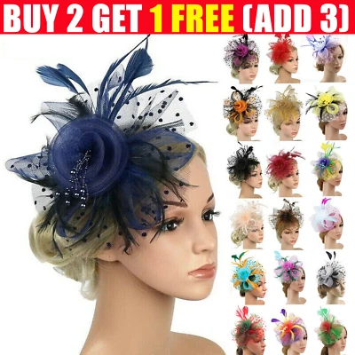 £7.99 • Buy Feather Hair Fascinator Alice Headband Clip Ladies Wedding Royal Ascot Races UK