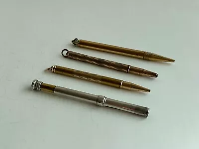 Vintage Lot Of 4 Mini Antique Mechanical Pencils Silver & Gold Tone Pendant • $24.99