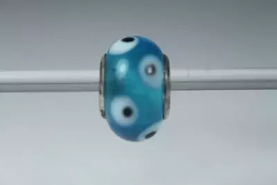 'Blue With Multi Colored Dots Glass' And Silverstone Bead By DaVinci #DB NEW • $7.45