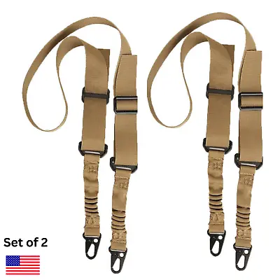 2 Point Gun Sling QD Swivel Rifle Tactical Sling Strap Adjustable Set Of 2 BRWN • $6.95