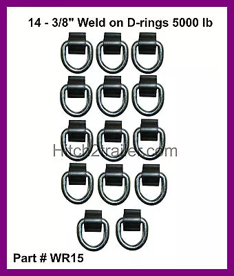 14 - 3/8  D Ring 5000# Weld On ATV Motorcycle Rope Tie Trailer Truck - WR15 • $29.99