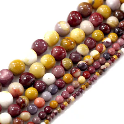 Natural Gemstone Mookaite Smooth Loose Spacer Round Beads 15  4 6 8 10 12 14mm • $5.99