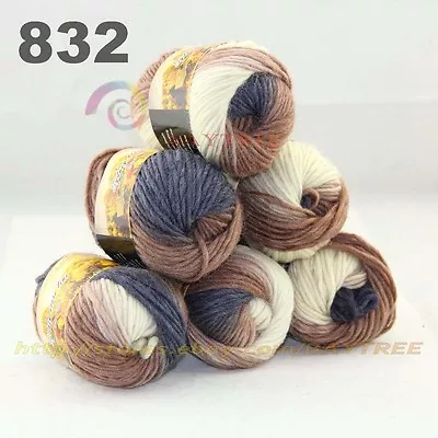 SALE LOT 6 Skeins X 50gr NEW Chunky Colorful Hand Knitting Scores Wool Yarn 832 • $24.99