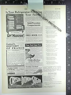 1913 ADVERTISING ADVERTISEMENT FOR Monroe Refrigerator Co Oak Ice Box AD • $13.50
