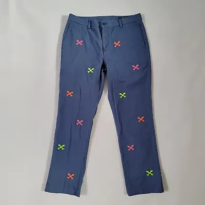 Vineyard Vines Embroidered Breaker Pant Blue Slim Fit 33x32 • $23.16