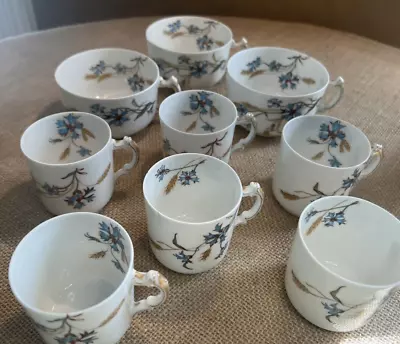 Limoges H&Co Porcelain Set Of 9 Coffee/Tea Cups From France • £28.50