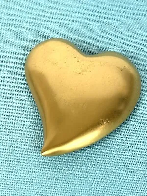 Vintage 1980s Monet Heart Brooch Pin Contempoary Shiny Gold Tone Metal • $12.45