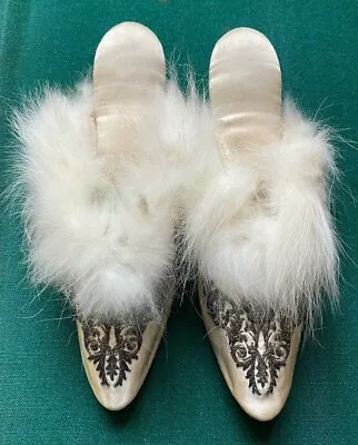 Antique Royal Silk Bedroom Slippers Provenance Queen Alexandra Wife King Edward • £2750