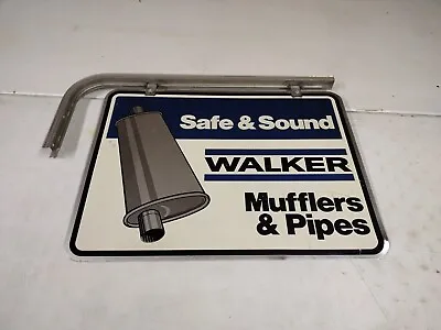 Vintage 24x18 Walker Mufflers & Pipes Double Sided Sign & L Bracket Stout Ind • $239.95