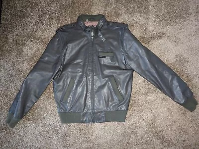 Vintage 80s Members Only Café Racer Grey Leather Bomber Jacket (SIZE 40) • $24.99