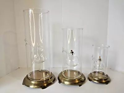 3 VTG Wolfard Hand Blown Floating Glass Oil Lamps W/ Brass Bases & Wick Holders  • $149.99