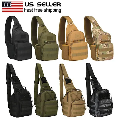 Outdoor Tactical Sling Bag Military MOLLE Crossbody Pack Chest Shoulder Backpack • $9.49