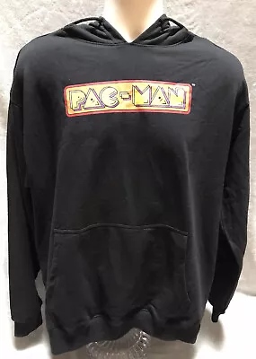 NEW PacMan Men's Size Large Black Pullover Hoodie PacMan Spellout And Game Grid • $29.99