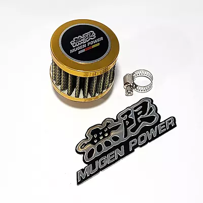 Gold 12mm Mini Air Oil Breather Filter For Honda Civic D16z6 D16y8 Mugen Power 3 • $16.95