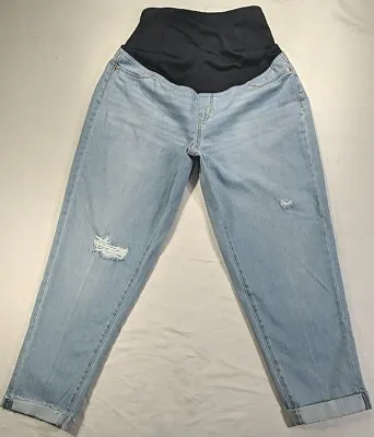 ISABEL Women's MATERNITY Jeans Sz 6 Light Boyfriend Over Belly Distressed NWOT • £15.44
