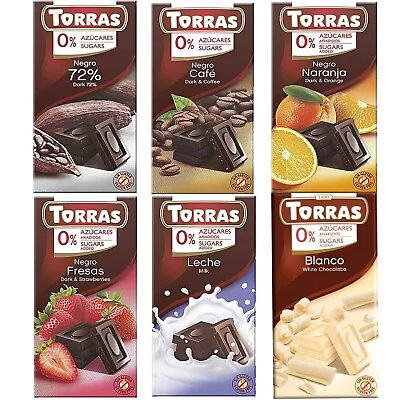 Torras No Added Sugar Chocolate 3 X 75g  ****PICK & MIX ANY 3 FLAVOURS**** • £8.99