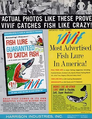 1963 Vivif Fishing Lure Newark N.J. Old Fishing Lure Man Cave Print AD Flyer • $24.89