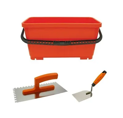 Washboy Tiling Set / Bucket With 8mm Notched Trowel And 80mm Stucco Spatula • £19.69