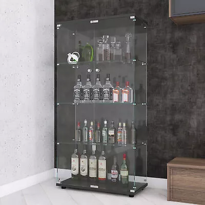 Floor Standing Curio Bookshelf W/door Glass Display Cabinet 4 Display Shelves • $159.92