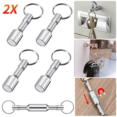 2Pcs Super Strong Neodymium Magnetic Keyring Key Ring Hook Magnet Chain Holder • £5.54